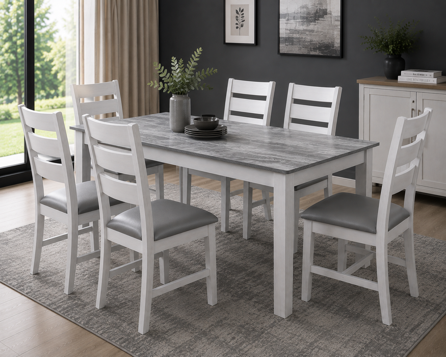 Hampton Grey Marble Effect Dining Set