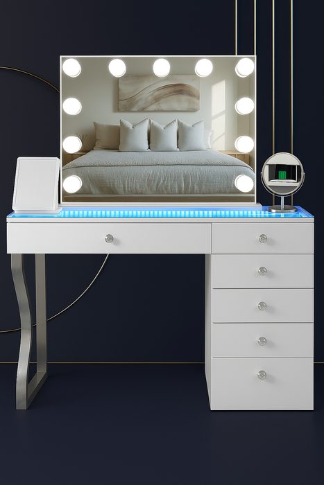 Hollywood Glam Luxe 6-Drawer Vanity Set