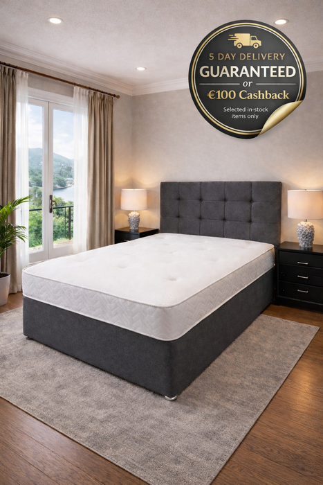 Lucia Upholstered Divan Bed Set with Mattress & Headboard