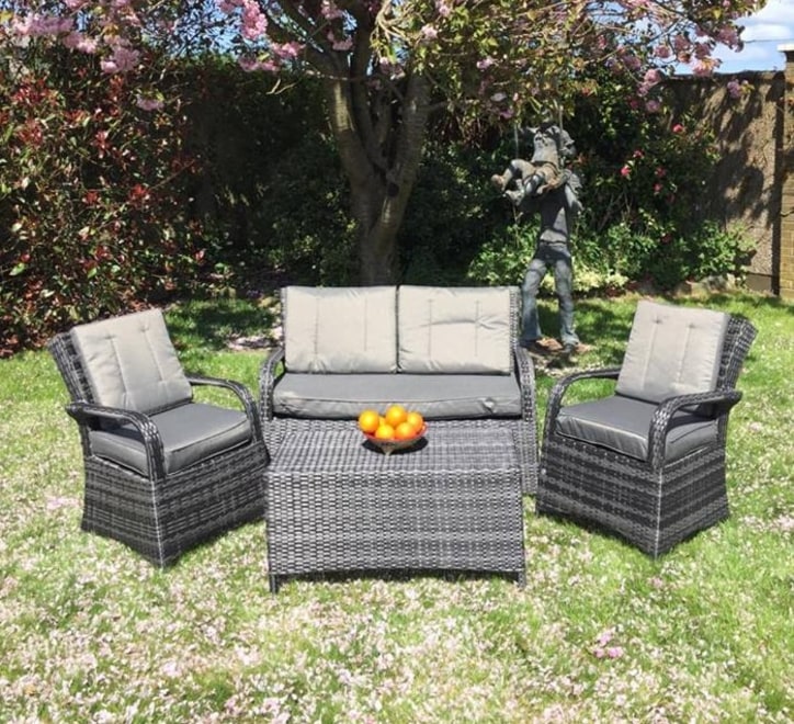 Westport 4 Piece Rattan Garden Lounge Set – 2 Seat Sofa & Armchairs