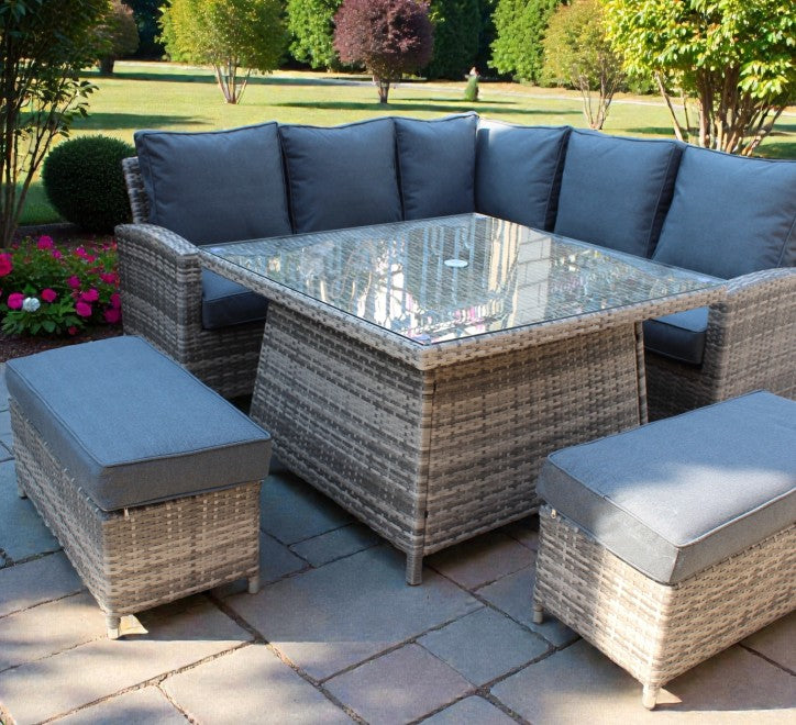 Westport 6 Seater Corner Rattan Garden Casual Dining Set – 108cm Table