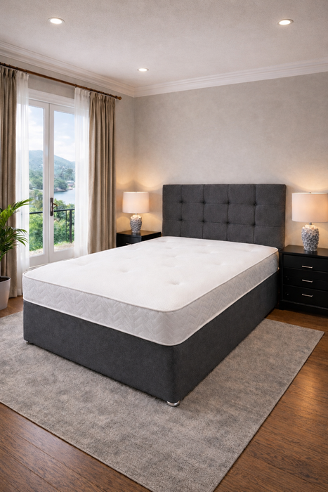 Lucia Upholstered Divan Bed Set with Mattress & Headboard