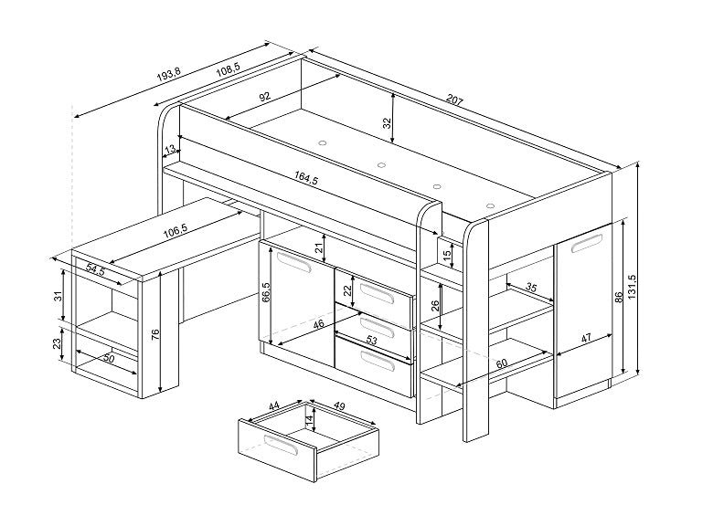 Girona Mid-Sleeper Bed