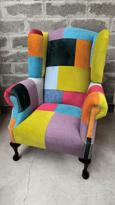 Patchwork queen anne online chair