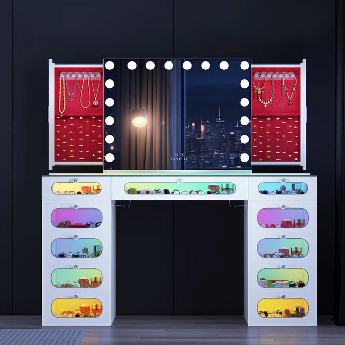 Hideaway Jewelry Vanity Mirror + Priscilla Vanity Table