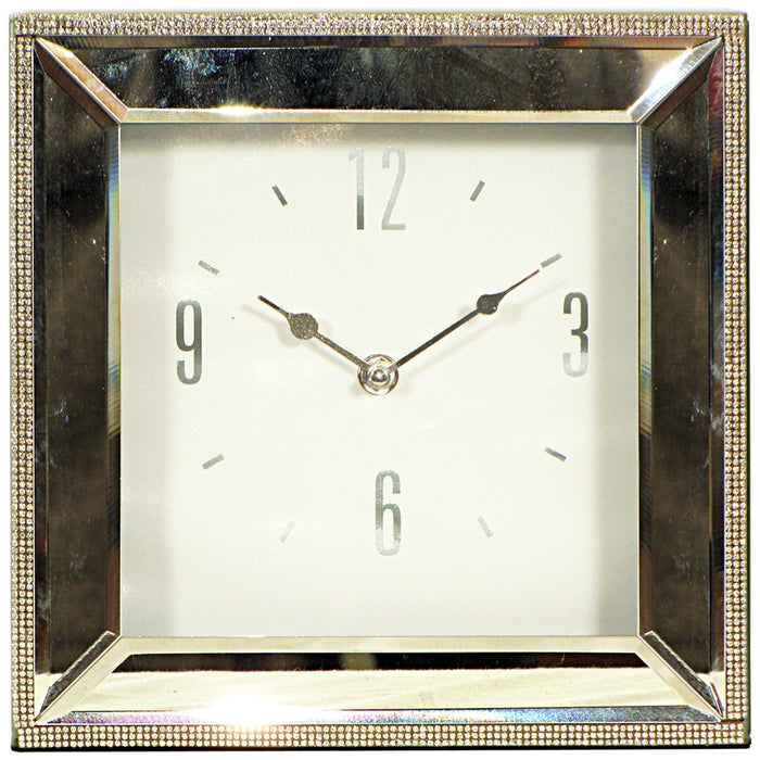 Square Mirrored Mantle Clock