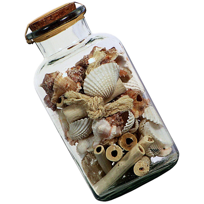 Shell-Filled Glass Bottle - Large
