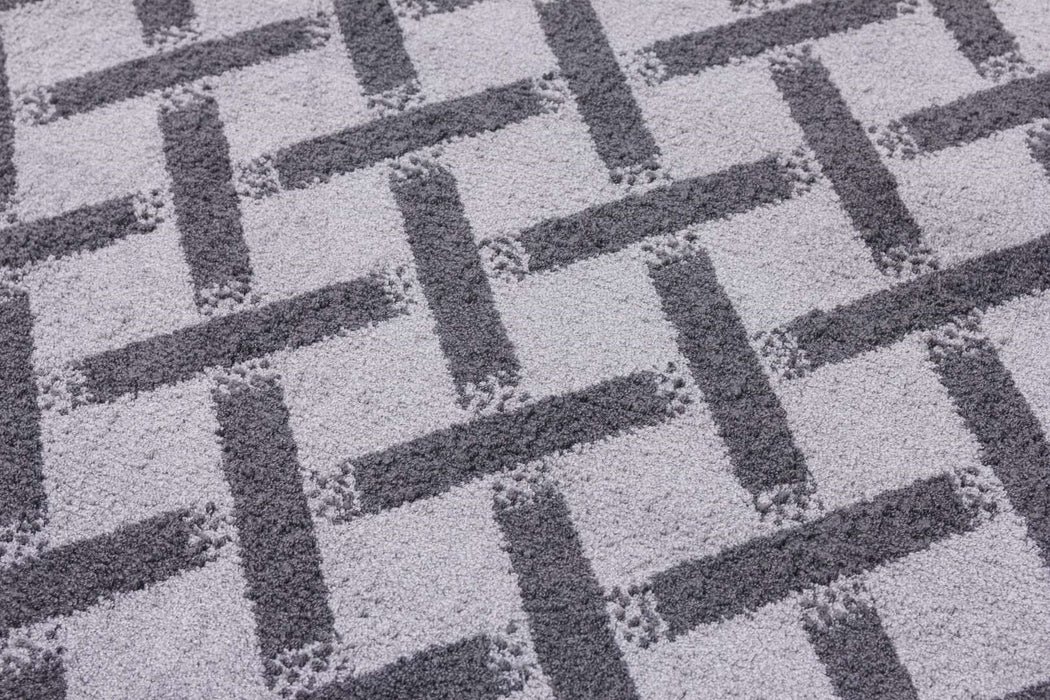 Grey Criss-Cross Rug - Ambience