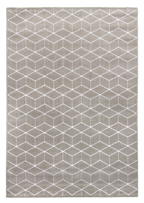 Beige & Cream Geometric Cube Rug - Ambience