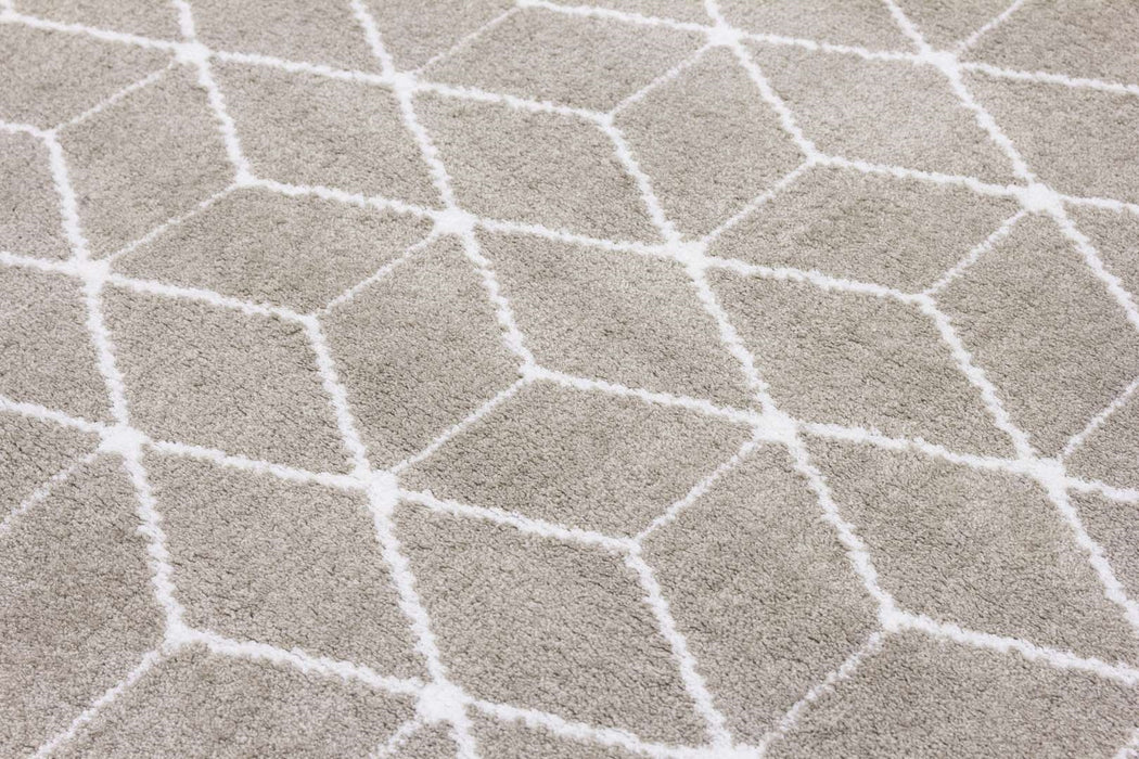 Beige & Cream Geometric Cube Rug - Ambience