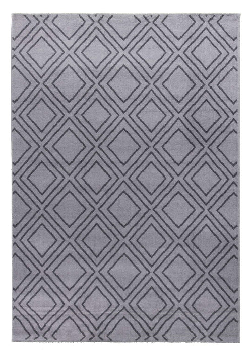 Grey Geometric Double Diamond Rug - Ambience