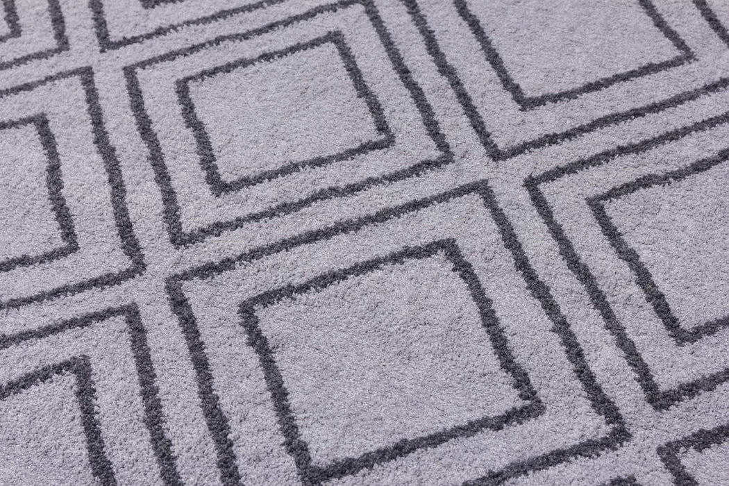 Grey Geometric Double Diamond Rug - Ambience