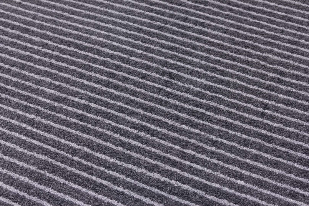 Dark Grey Striped Rug - Ambience