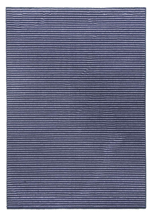 Navy & Cream Striped Rug - Ambience