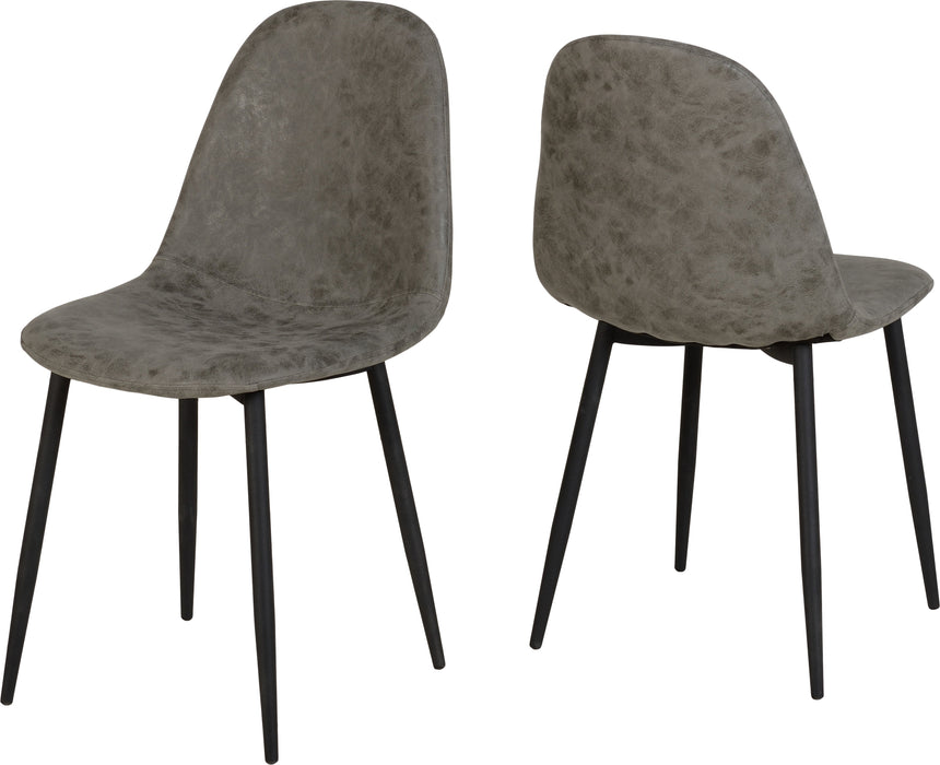 Athens Chair in Grey Faux Leather (Pair)