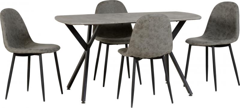 Athens Rectangular Dining Table in Concrete Effect/Black