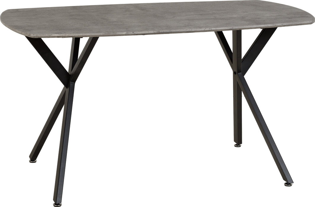 Athens Rectangular Dining Table in Concrete Effect/Black