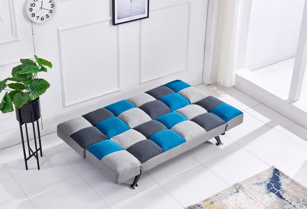 Boston Sofa-bed  - Teal / Grey Patchwork