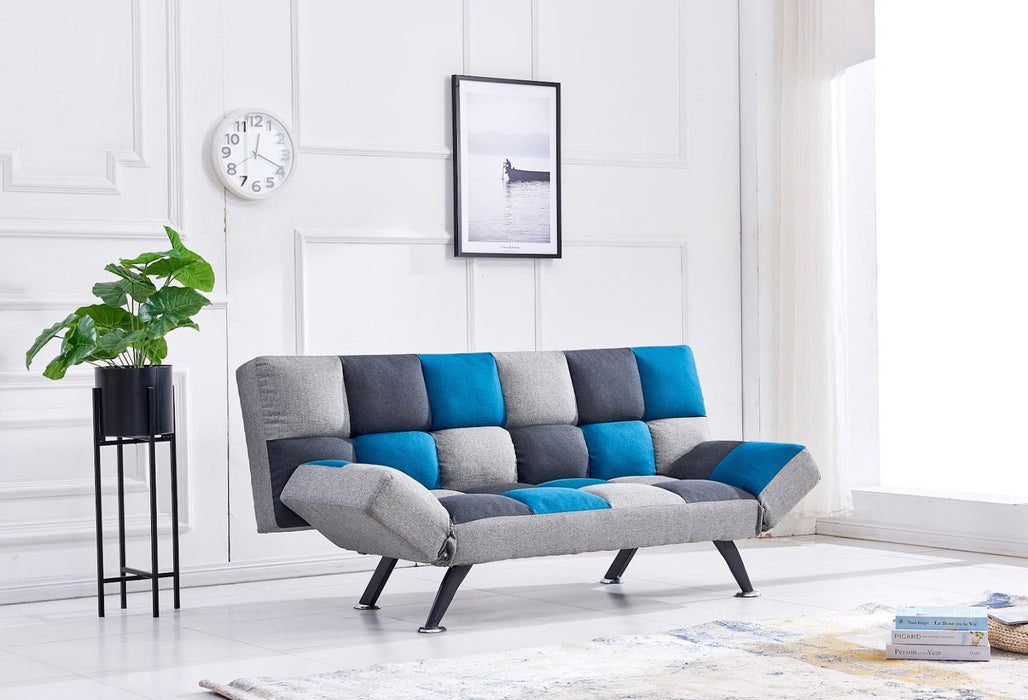 Boston Sofa-bed  - Teal / Grey Patchwork