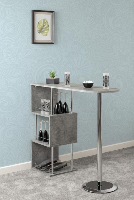 Charisma Home Bar Table in Concrete Effect/Chrome