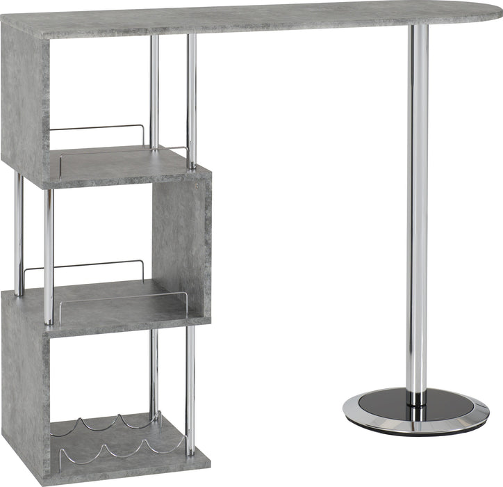 Charisma Home Bar Table in Concrete Effect/Chrome