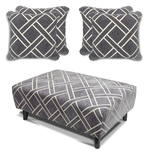 Cubana - Footstool & 4 Cushion Set - Grey
