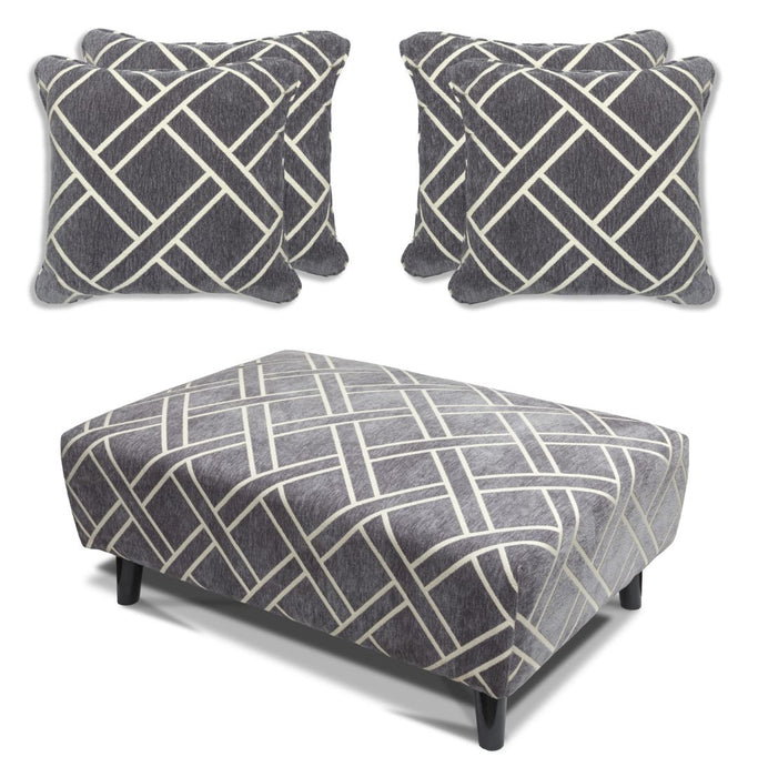 Cubana - Footstool & 4 Cushion Set - Grey