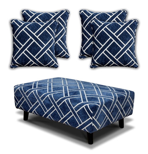 Cubana - Footstool & 4 Cushion Set - Navy