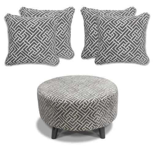 Flair - Footstool & 4 Cushion Set - Grey