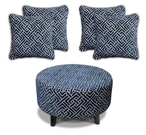 Flair - Footstool & 4 Cushion Set - Navy
