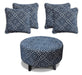 Flair - Footstool & 4 Cushion Set - Navy