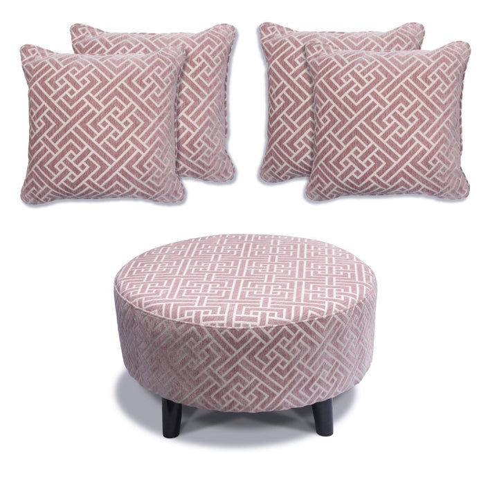 Flair - Footstool & 4 Cushion Set - Pink