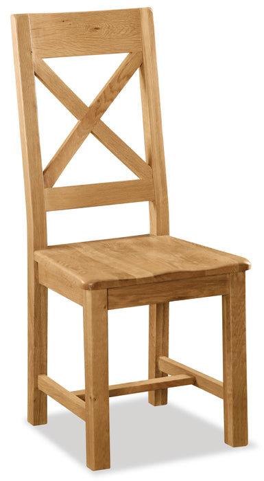 Salisbury Solid Oak Cross Back Chair With Wooden Seat