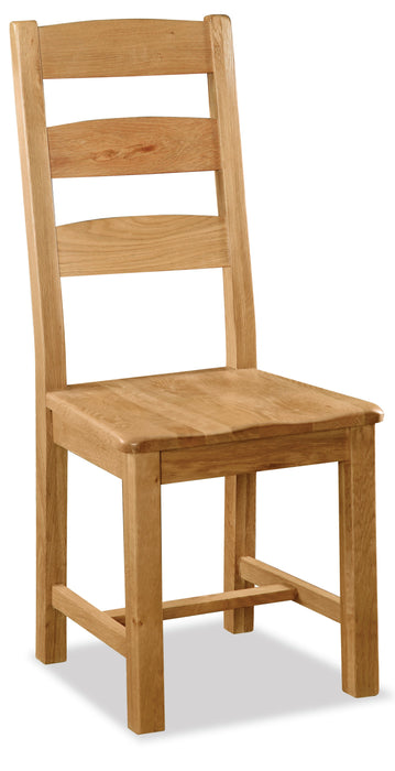 Salisbury Solid Oak Slatted Chair With Wooden Seat