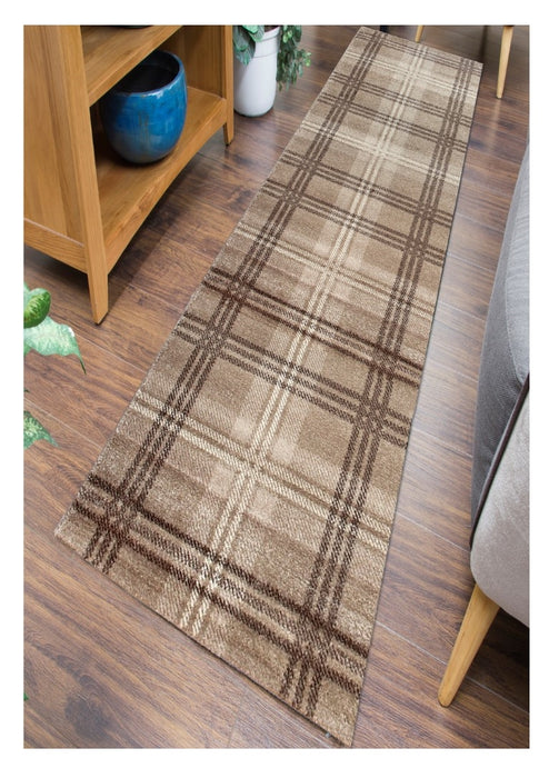 Glendale Tartan Runner Rug - Beige