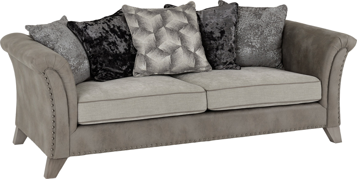 Grace 3 Seater Sofa in Silver/Grey Fabric