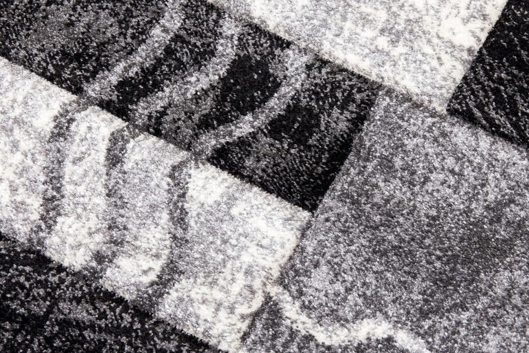 Black Grey Modern Square Geometric Rug - Primo
