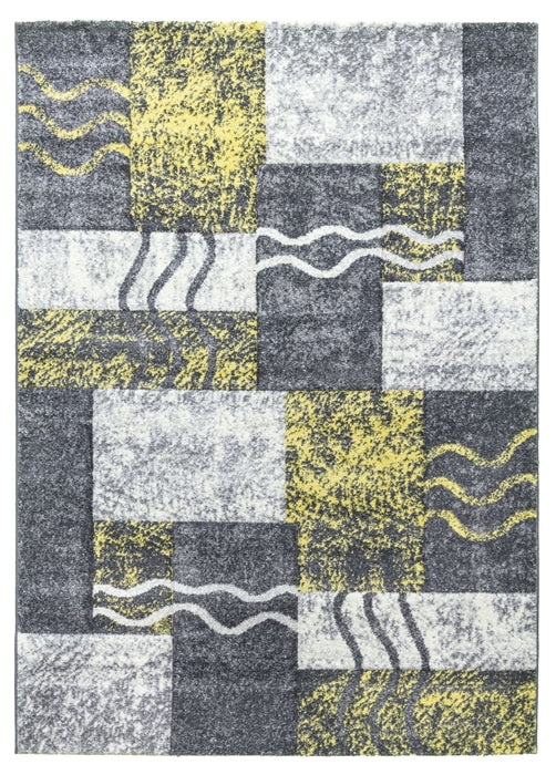 Yellow Grey Modern Square Geometric Rug - Primo