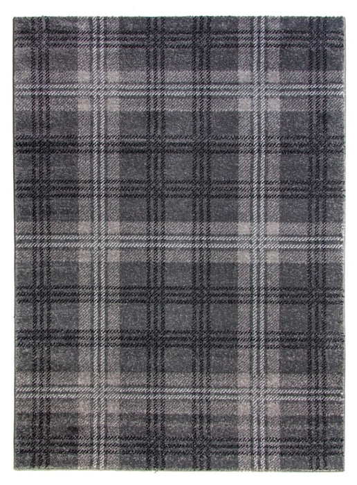 Glendale Tartan Modern Rug Gray Black