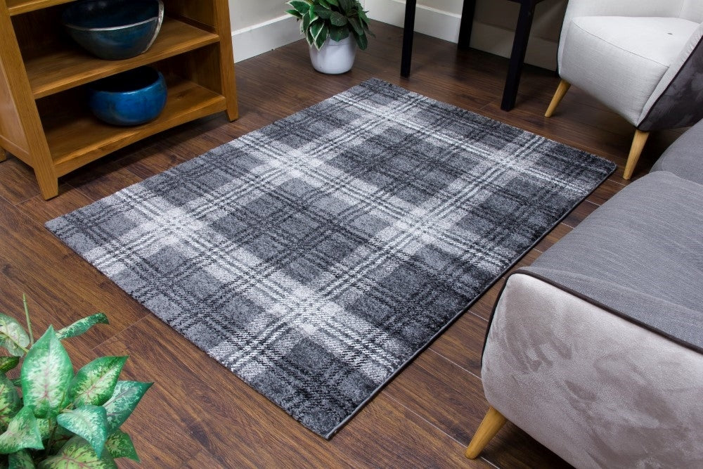 Glendale Tartan Rug - Grey/Black