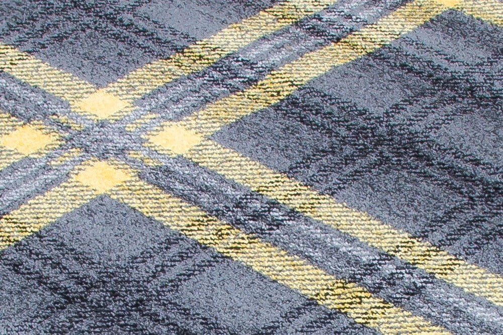 Glendale Tartan Rug - Grey/Yellow