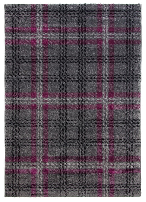 Glendale Tartan Modern Rug Gray Purple