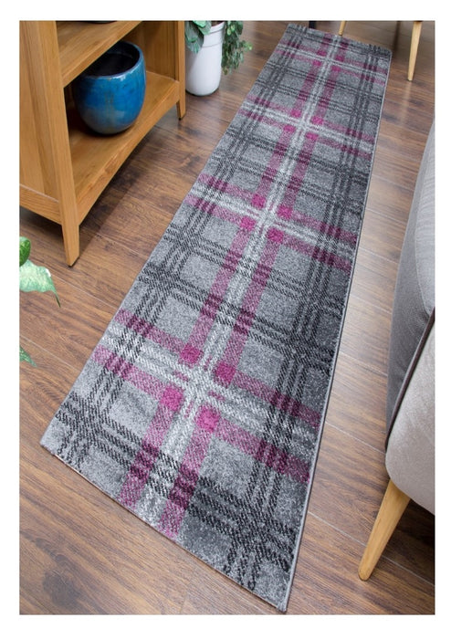 Glendale Tartan Rug - Grey/Purple