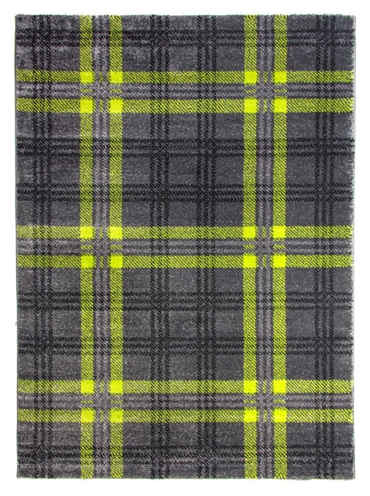 Glendale Tartan Modern Rug Grey Green