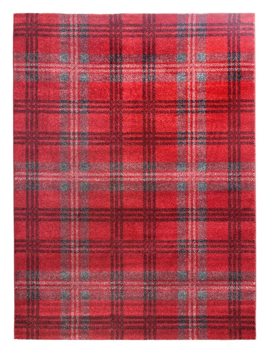 Glendale Tartan Modern Rug Red Gray