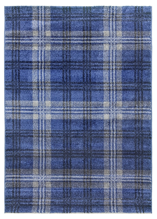 Glendale Tartan Modern Rug Navy Grey