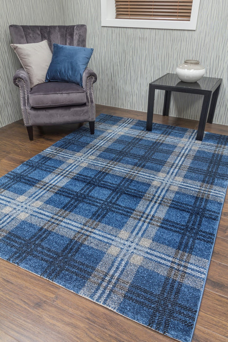 Glendale Tartan Rug - Navy/Grey