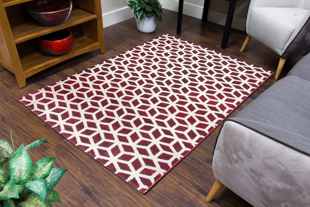 Red Cube Geometric Rug - Toscana