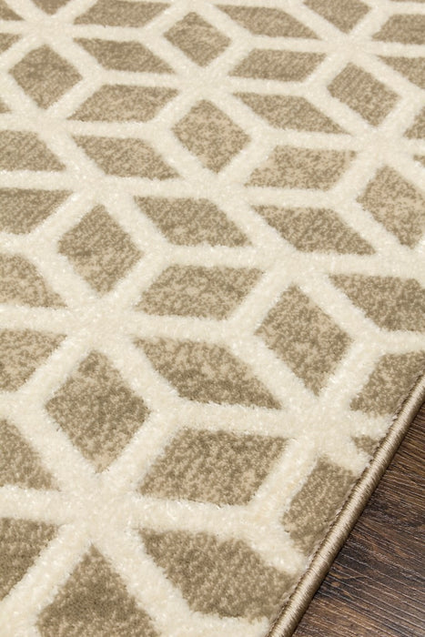 Beige Cube Geometric Rug - Toscana