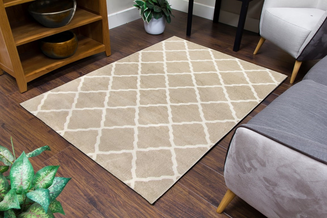 Beige Lattice Geometric Rug - Toscana